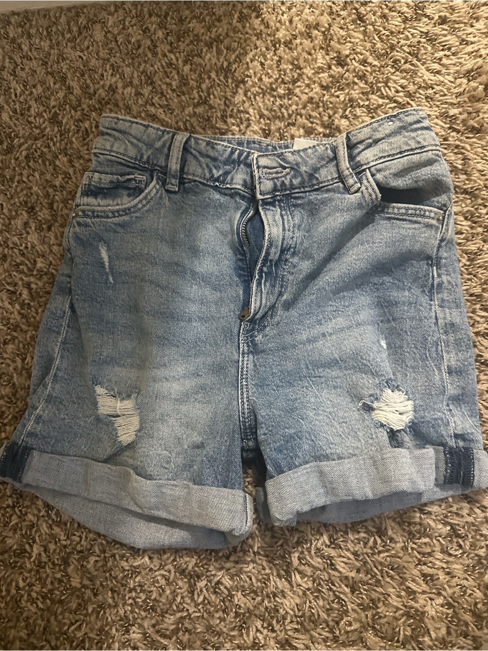 No Boundaries Light Blue Distressed Rolled Cuff Jean Shorts